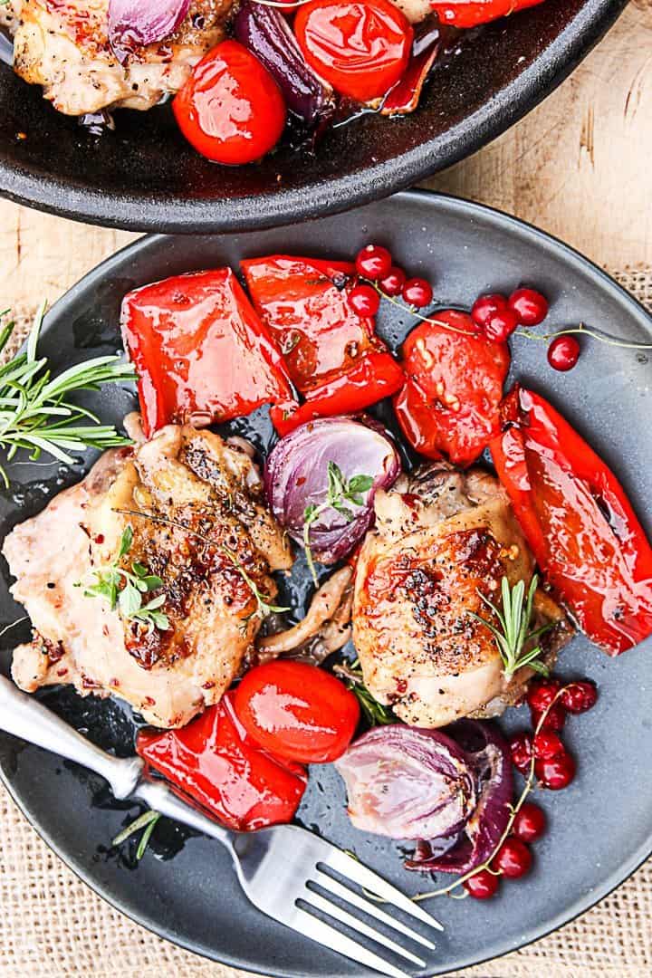 Grilled Chicken & Vegetables in Red Currant Sauce