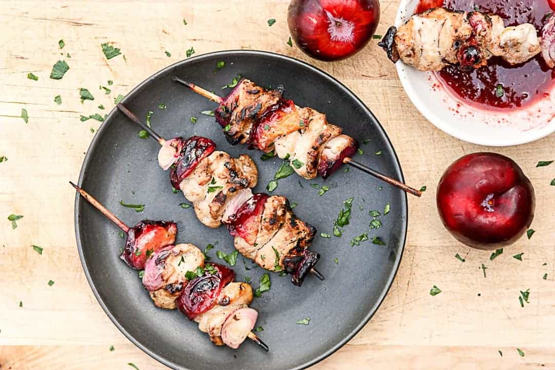 Grilled Plum and Pork Kebabs