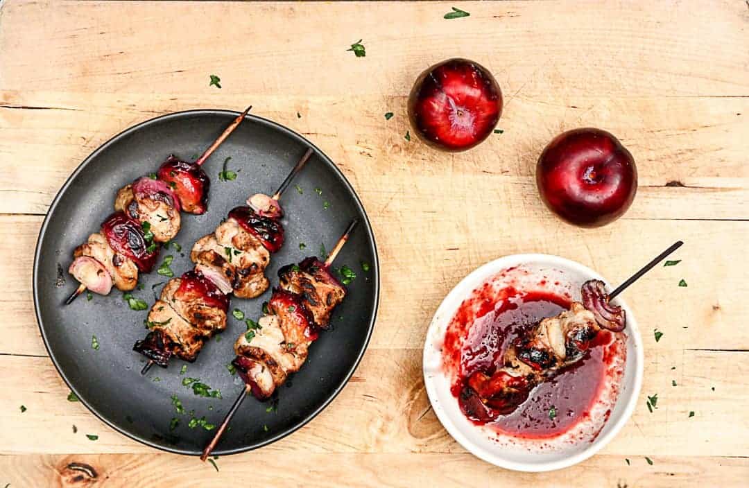 Grilled Plum and Pork Kebabs