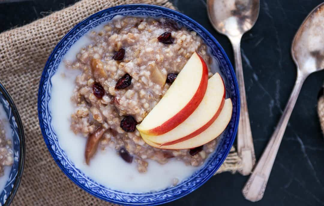 Overnight, Slow Cooker, Eggnog Cranberry Steel-Cut Oatmeal