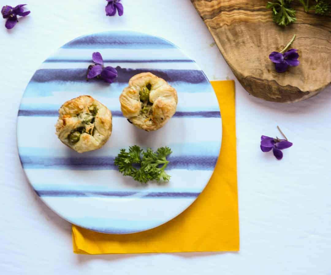 Puff pastry appetizers on a plate