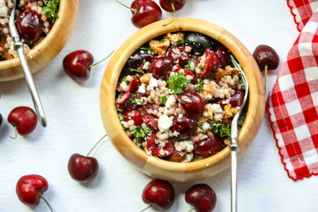 A bowl of food on a table