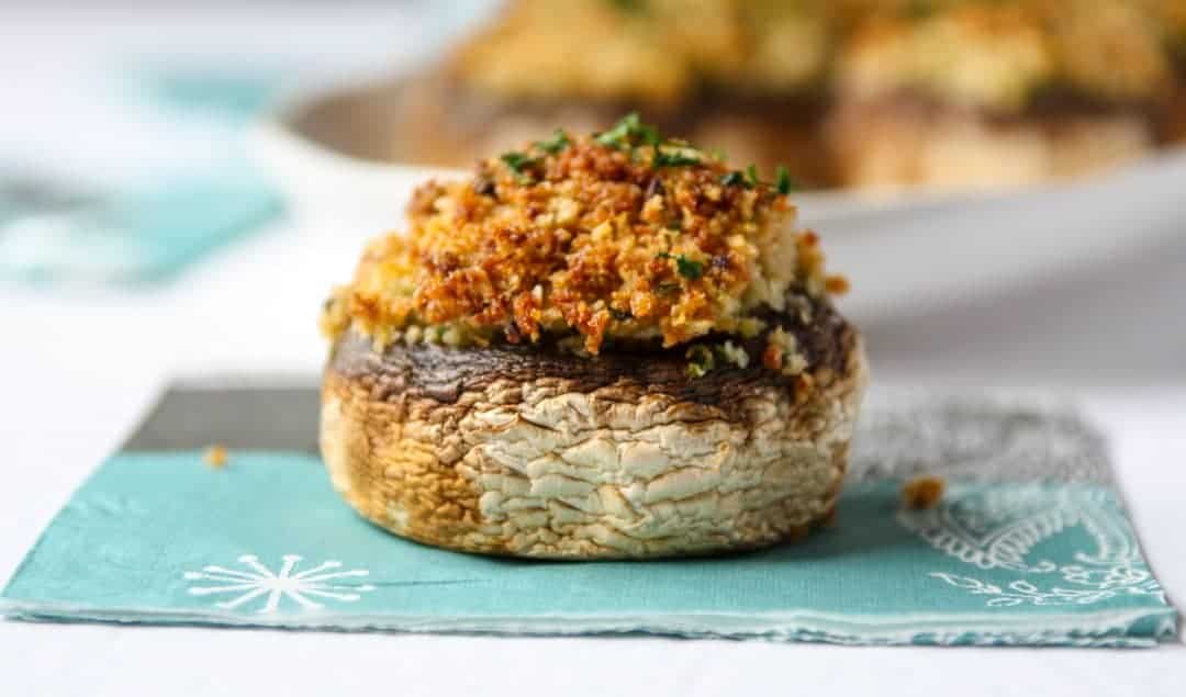 A close up of a Stuffed mushroom