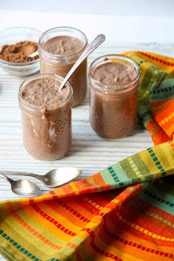 3 jars of chocolate chia pudding 