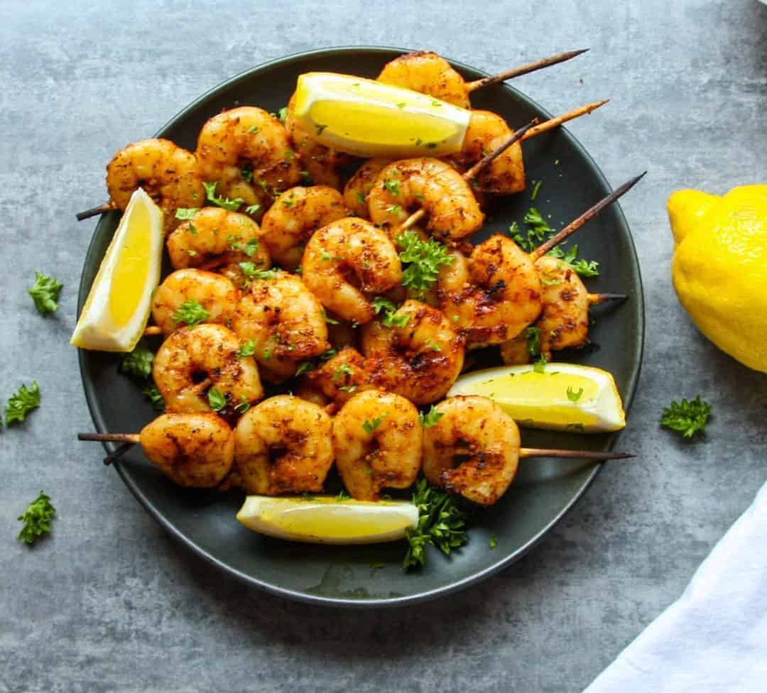 Lemon Garlic Grilled Shrimp Skewers