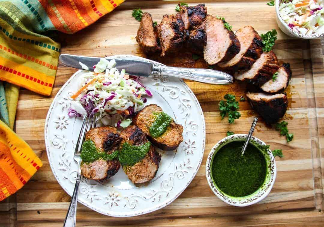 Grilled Pork Tenderloin with Chimichurri Sauce