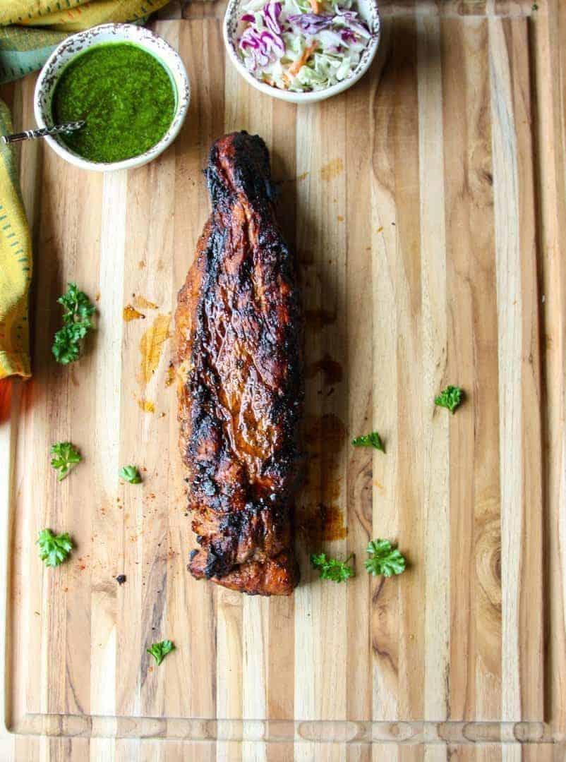 Pork Tenderloin Grilled and served with Chimichurri sauce