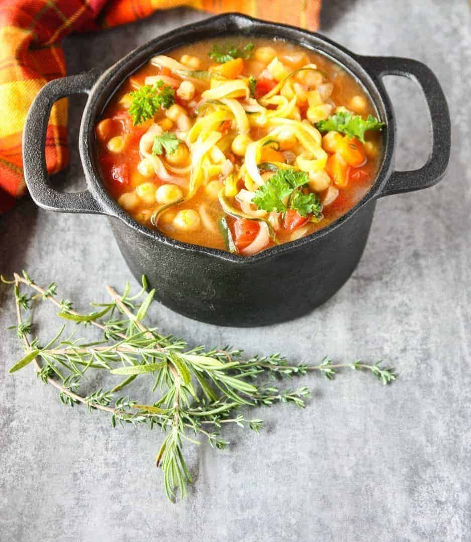 A pot of vegetable soup