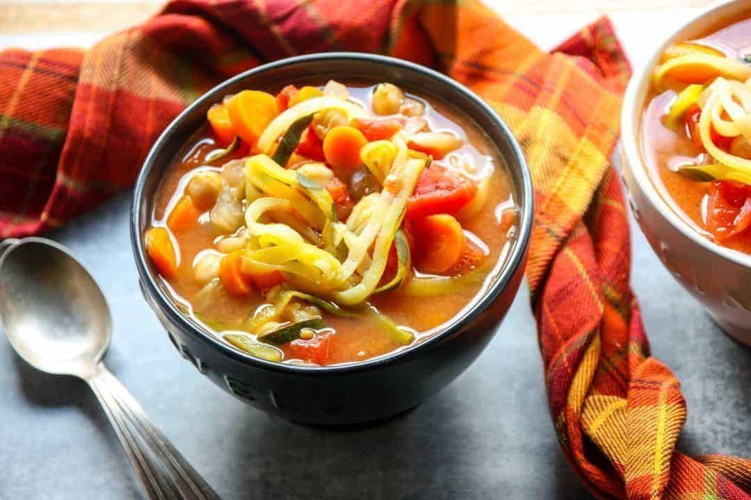 Vegetable Zoodle Soup in a bowl