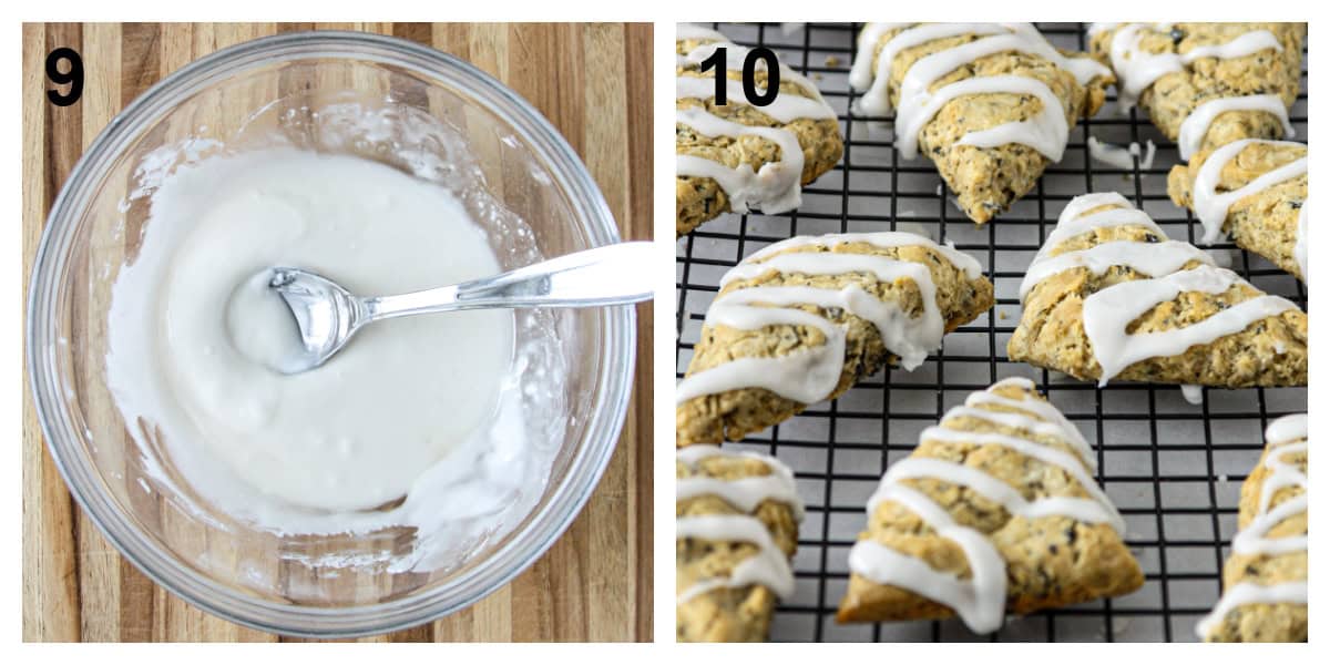 Steps nine and ten of the recipe process.