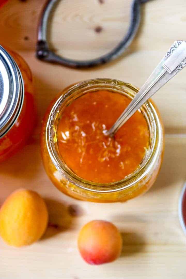 A spoon in a filled jar.