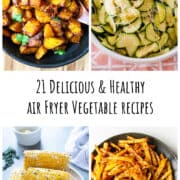 A collage of air fryer vegetables.