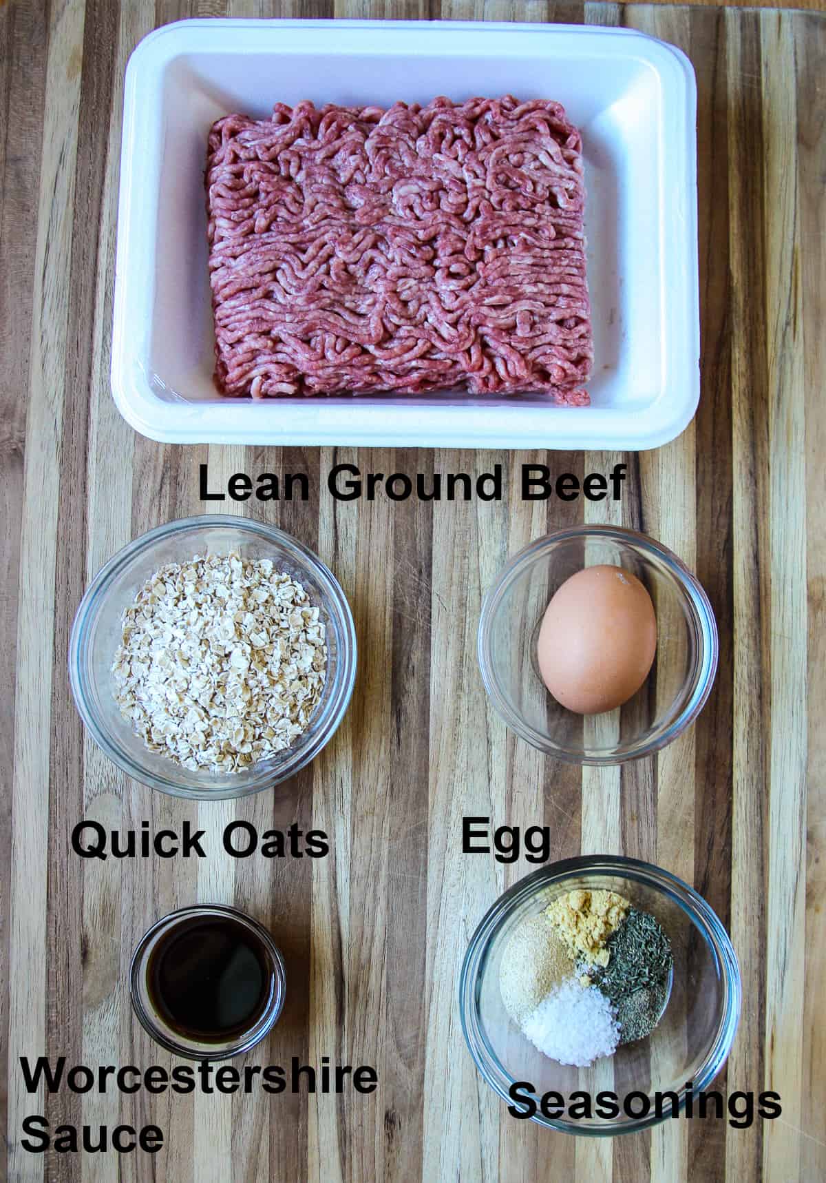 The ingredients to make this recipe on a wooden board.