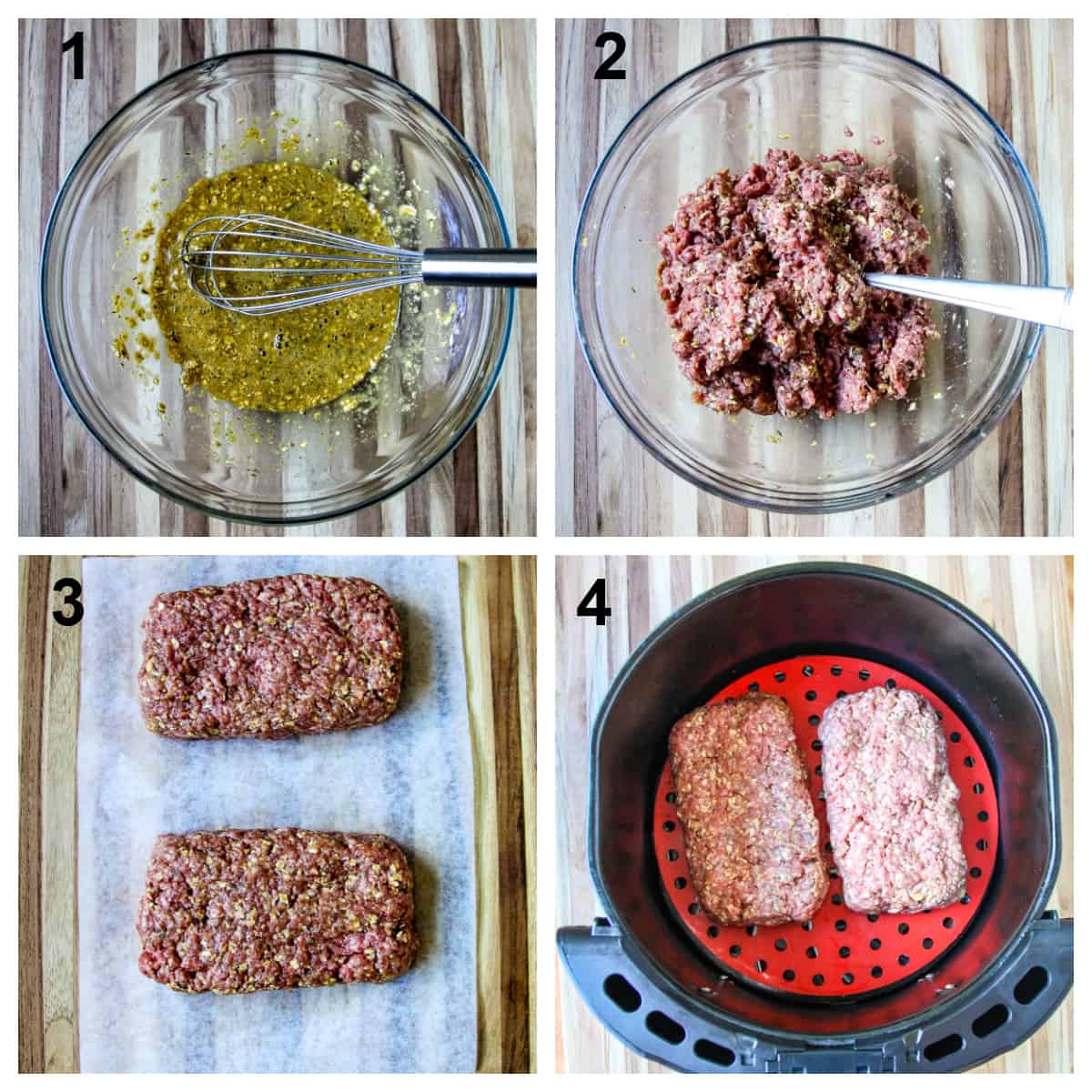 The first four steps for making this recipe.