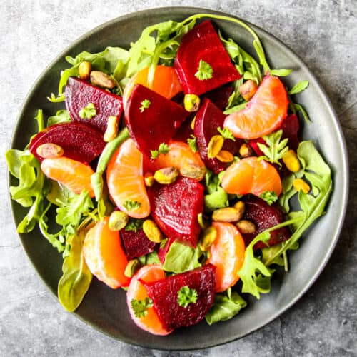 beet salad dressing with orange juice Beet & Orange Salad with Honey Ginger Vinaigrette