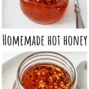 Hot honey in a glass bottle.